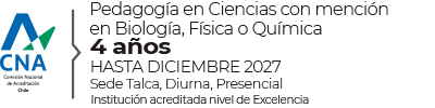 Información sobre una carrera de pedagogía en ciencias con mención en biología, física o química en Chile.