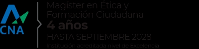 Un anuncio de un magíster en ética y formación ciudadana con duración de 4 años.