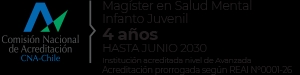 Logo y detalles de un magíster en Salud Mental Infanto Juvenil acreditado en Chile.