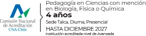 Anuncio sobre un programa de pedagogía en ciencias con duración de 4 años en la sede Talca.