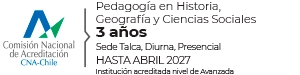Imagen informativa sobre un programa de Pedagogía en Historia, Geografía y Ciencias Sociales en Talca.
