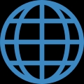 Un ícono que representa un globo terráqueo en color azul.