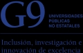 Logo del G9, que representa universidades públicas no estatales con un enfoque en inclusión e innovación.