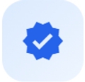 Un ícono que representa una verificación en color azul.