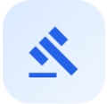 Este es el logo de una aplicación que probablemente está relacionada con tecnología jurídica.