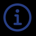 Un símbolo de información en un círculo azul.