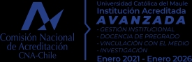 Imagen del logo de la Comisión Nacional de Acreditación de Chile, destacando la acreditación de la Universidad Católica del Maule.