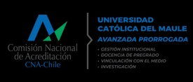 Logo de la Universidad Católica del Maule con acreditación avanzada.