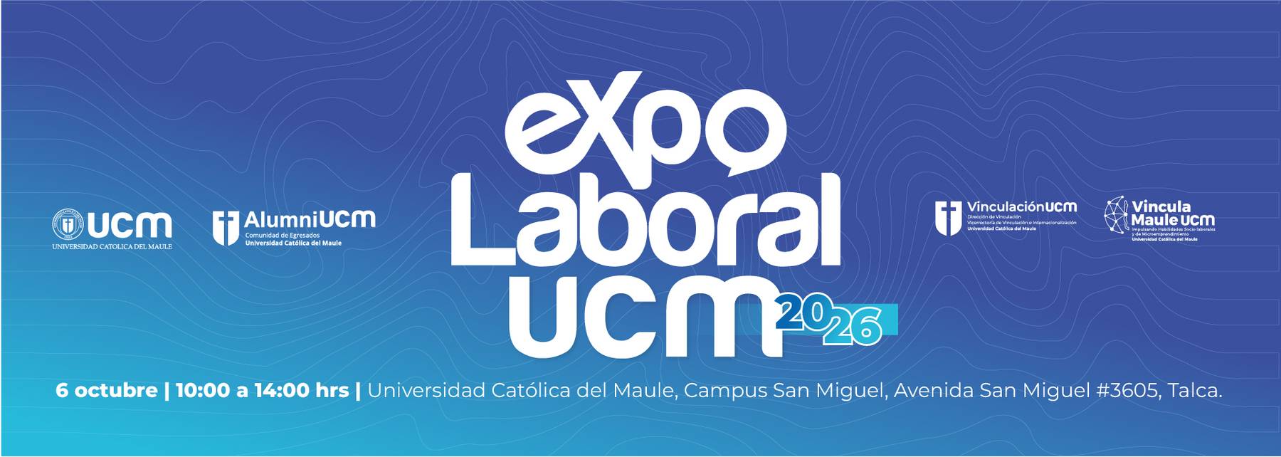 Banner promocional de la Expo Laboral de la Universidad Católica del Maule en Talca.
