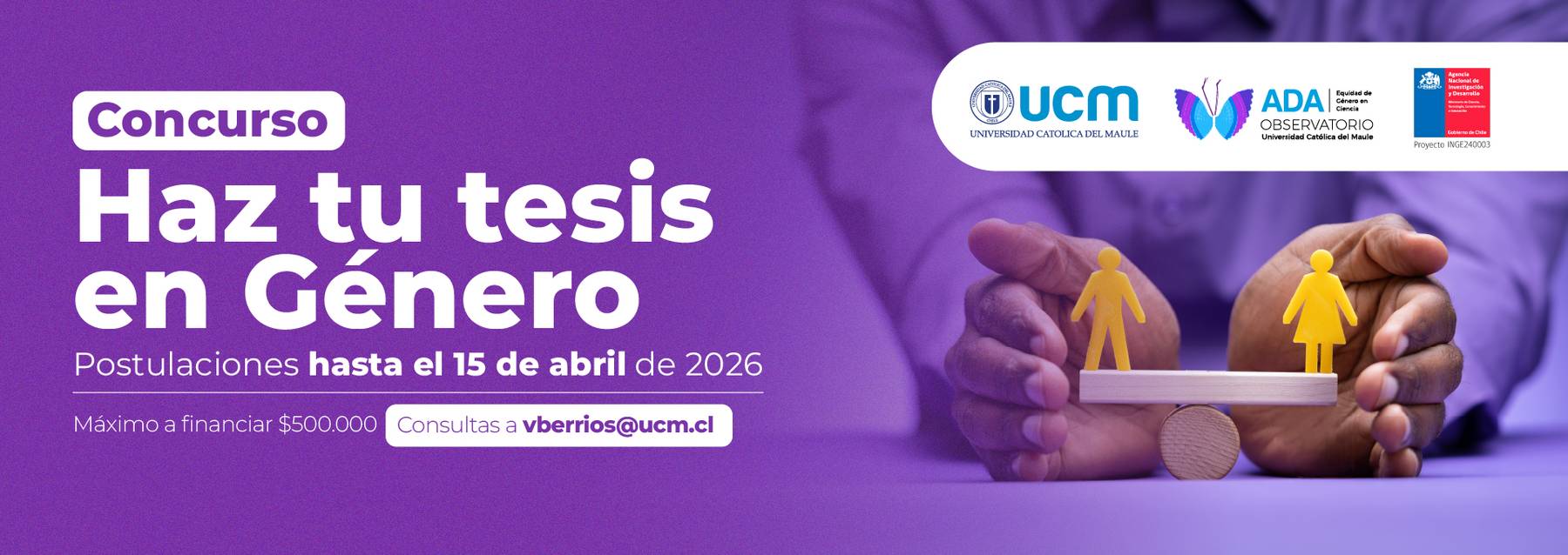 Convoca a estudiantes a participar en un concurso de tesis sobre género.