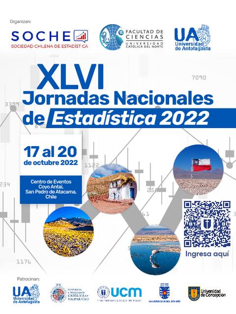 El cartel promocional de las XLVI Jornadas Nacionales de Estadística 2022 en San Pedro de Atacama, Chile.