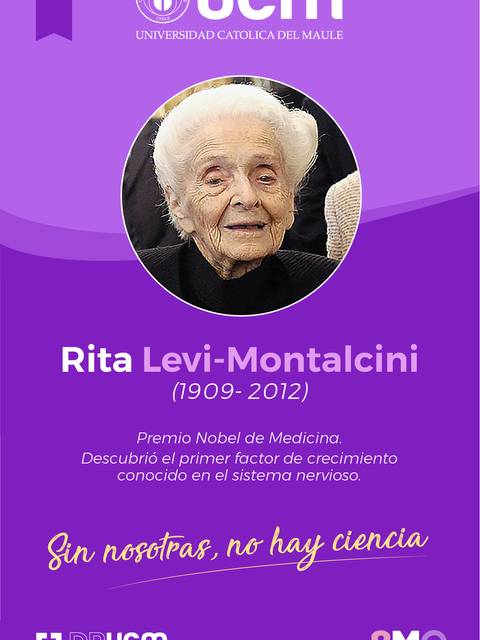 Imagen de Rita Levi-Montalcini, premio Nobel de Medicina destacada por sus contribuciones científicas.