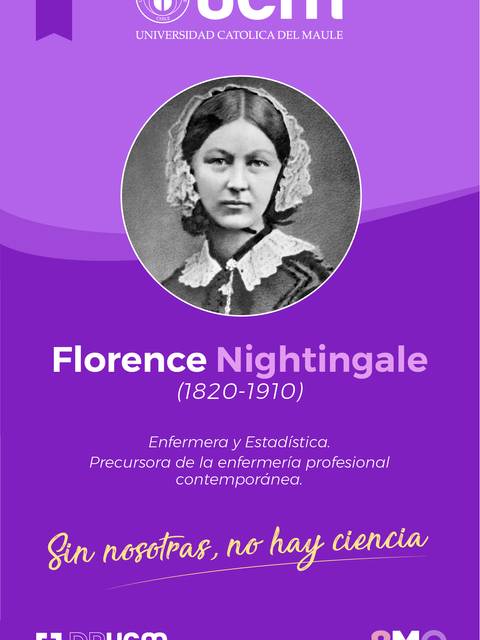 Imagen dedicada a Florence Nightingale, enfermera y estadística, precursora de la enfermería profesional contemporánea.