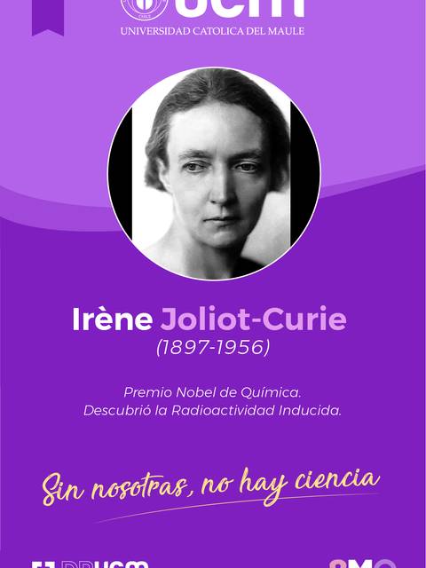 La imagen muestra a Irène Joliot-Curie, una destacada científica y Premio Nobel de Química.