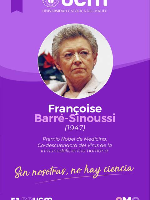 Retrato de Françoise Barré-Sinoussi, premio Nobel de Medicina por su investigación sobre el VIH.