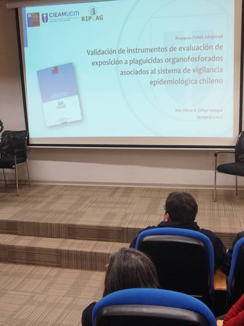 Una ponente presenta un instrumento de evaluación en una sala de conferencias.