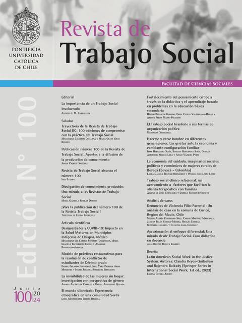 Portada de la edición número 100 de la Revista de Trabajo Social de la Pontificia Universidad Católica de Chile.