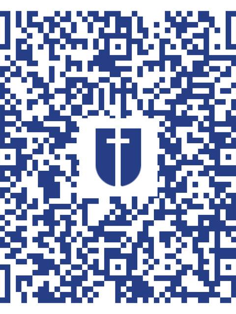 Código QR en colores azul y blanco.