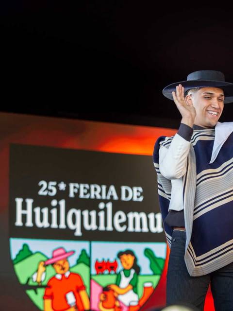Un artista se presenta en el escenario de la 25ª Feria de Huilquilemu.