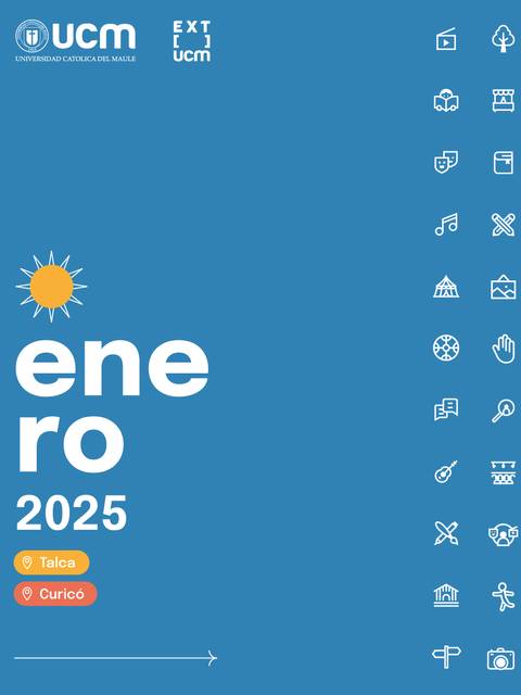 Una portada de calendario correspondiente a enero de 2025, diseñada por la Universidad Católica del Maule.