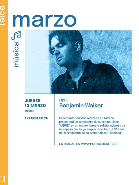 Cartel anunciando un concierto de Benjamin Walker en Talca.