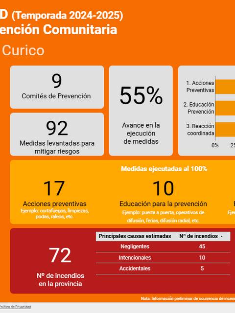 Informe sobre la Red de Prevención Comunitaria en la provincia de Curicó, que incluye estadísticas sobre comités, medidas y acciones implementadas.