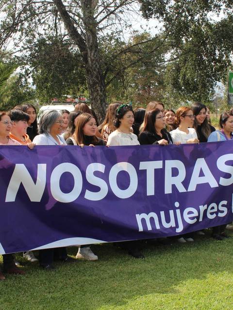 Un grupo de mujeres sostiene una pancarta en apoyo a la causa feminista.
