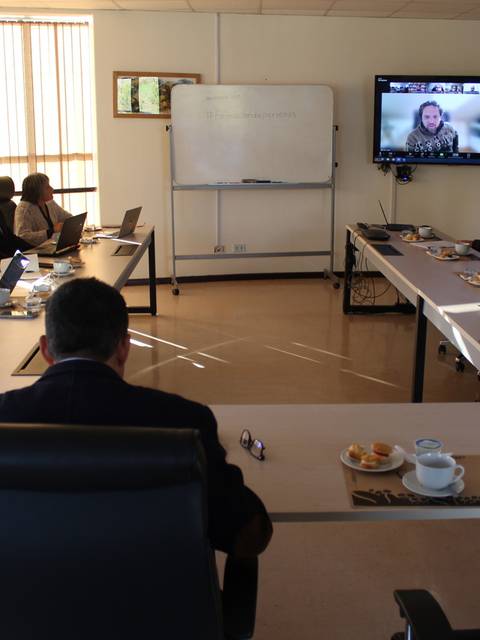 Una reunión de trabajo con varias personas conectadas de forma remota.