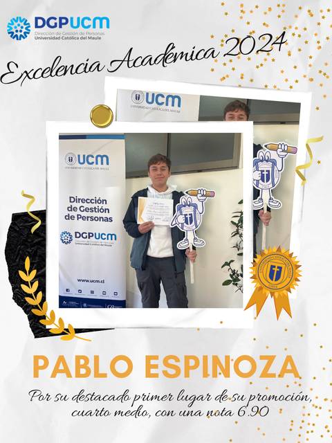 Un estudiante chileno recibió un reconocimiento por su excelente desempeño académico.