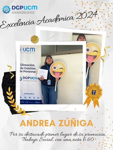 Andrea Zúñiga celebra su excelencia académica en el año 2024.