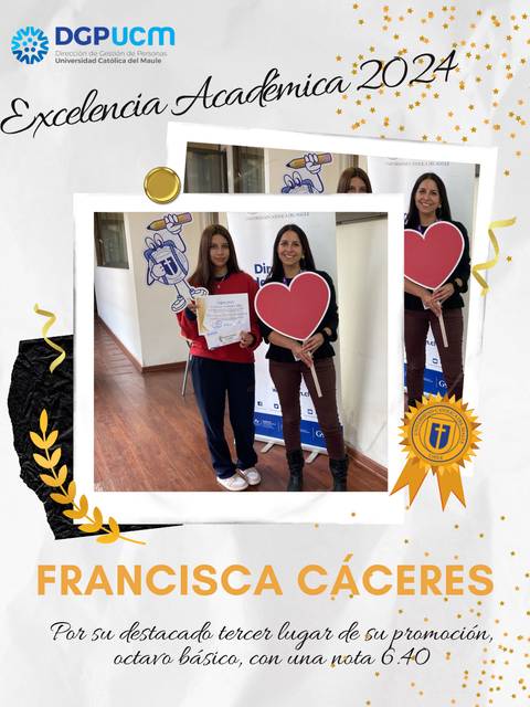 Francisca Cáceres recibió un reconocimiento por su excelencia académica.