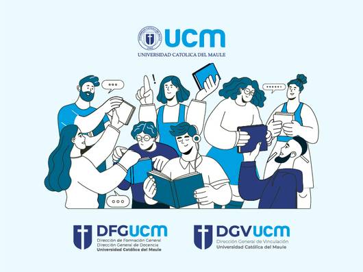Un grupo de estudiantes de la Universidad Católica del Maule compartiendo y colaborando en un ambiente académico.