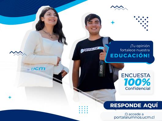 Un par de estudiantes sonrientes que invitan a participar en una encuesta sobre educación.