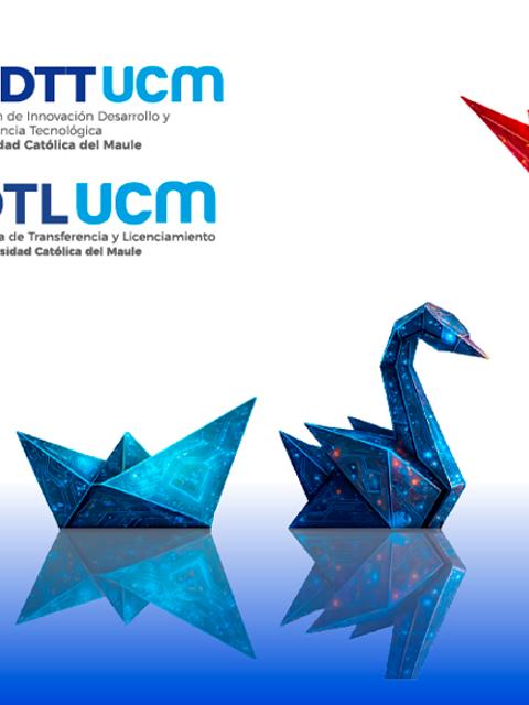 Una representación gráfica de innovación y creatividad en coloridos origami y formas geométricas.