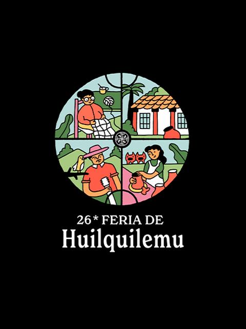 Logo colorido de la 26* Feria de Huilquilemu con diferentes actividades rurales.
