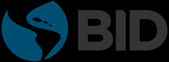 Logo del Banco Interamericano de Desarrollo con un diseño moderno.