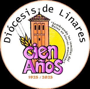 Logo del Centenario del Obispado de Linares.