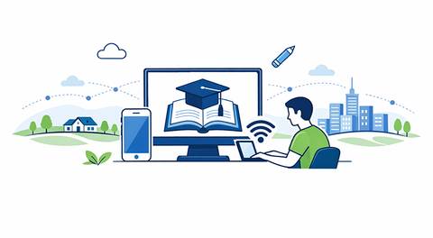 Un estudiante usando tecnología para aprender de manera remota.