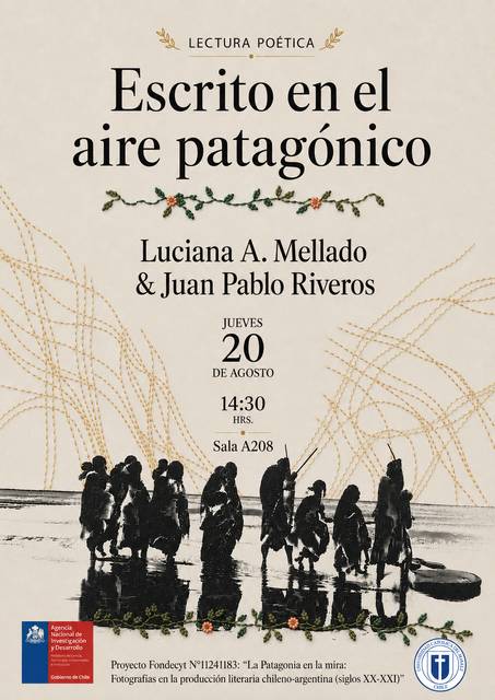 Un afiche que invita a una lectura poética en Patagonía.