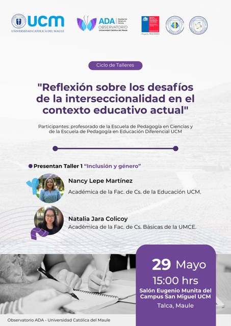 Un taller educativo sobre interseccionalidad en la enseñanza contemporánea en Talca.