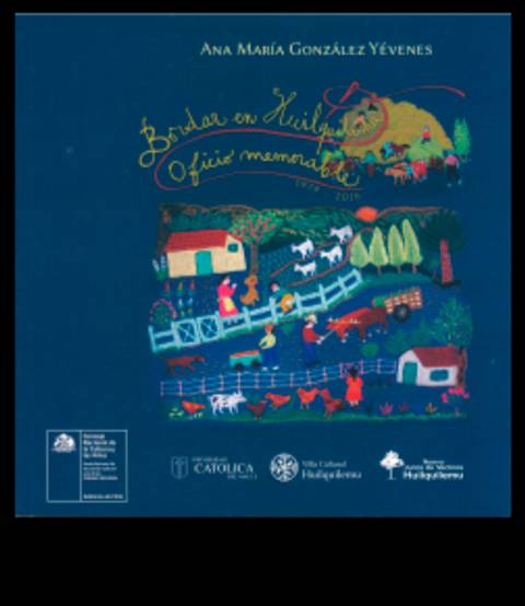 La imagen muestra una colorida ilustración que representa una escena rural con granjas, animales y personas trabajando en el campo.