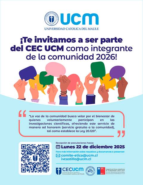 Invitación a ser parte del CEC UCM y contribuir a investigaciones científicas en la comunidad.
