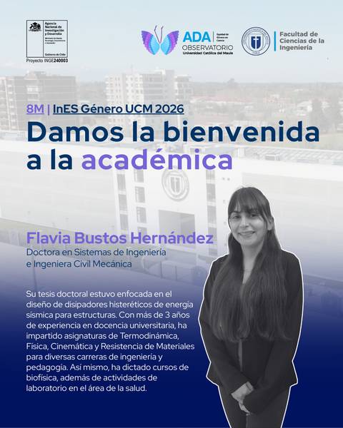 Bienvenida a la académica Flavia Bustos Hernández en un evento de conmemoración.