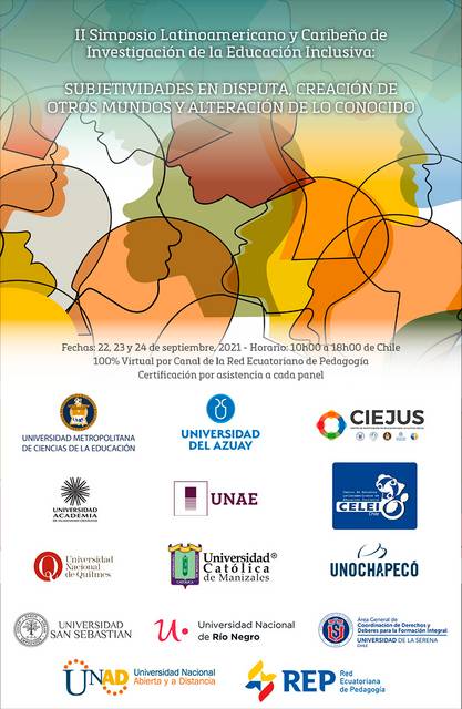 Cartel del II Simposio Latinoamericano y Caribeño de Investigación de la Educación Inclusiva que detalla el evento y sus participantes.