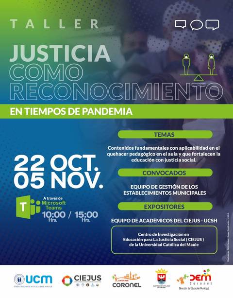 Cartel del taller sobre justicia y reconocimiento en tiempos de pandemia.