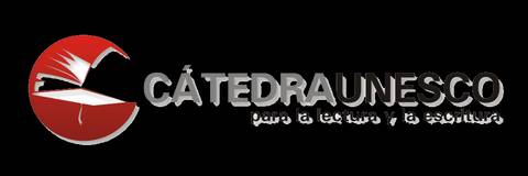Logo de Cátedra UNESCO, enfocado en la lectura y escritura.