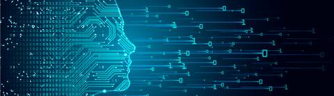 La imagen muestra un perfil humano compuesto por códigos binarios y elementos digitales.