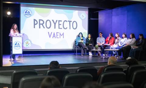 Presentación de un proyecto llamado VAEM frente a un público interesado.