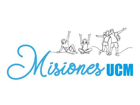 Un logo que representa el programa Misiones UCM con personas en actitud alegre y activa.