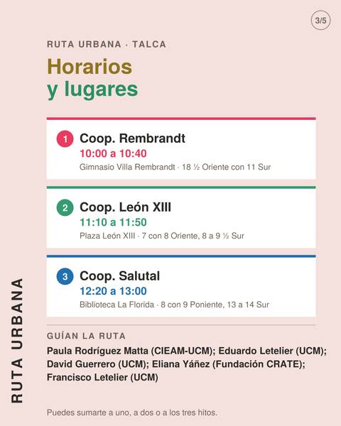 Horarios y lugares de la ruta urbana en Talca.